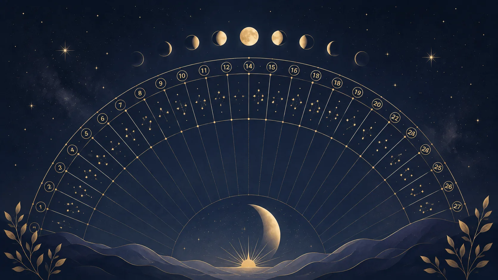 Illustration representing the 27 Nakshatras in Vedic astrology
