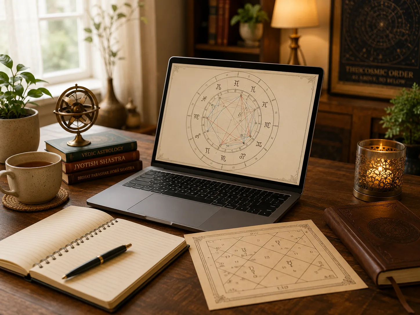 Person reviewing their birth chart calmly at home