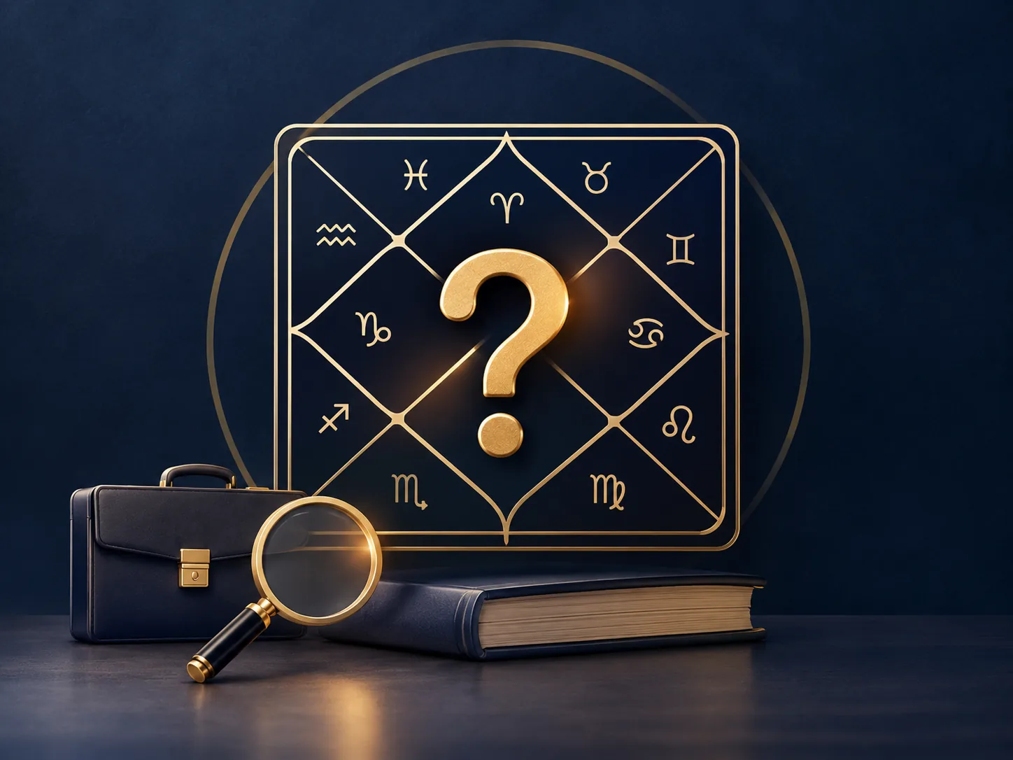 Kundli chart with a question mark representing career prediction claims