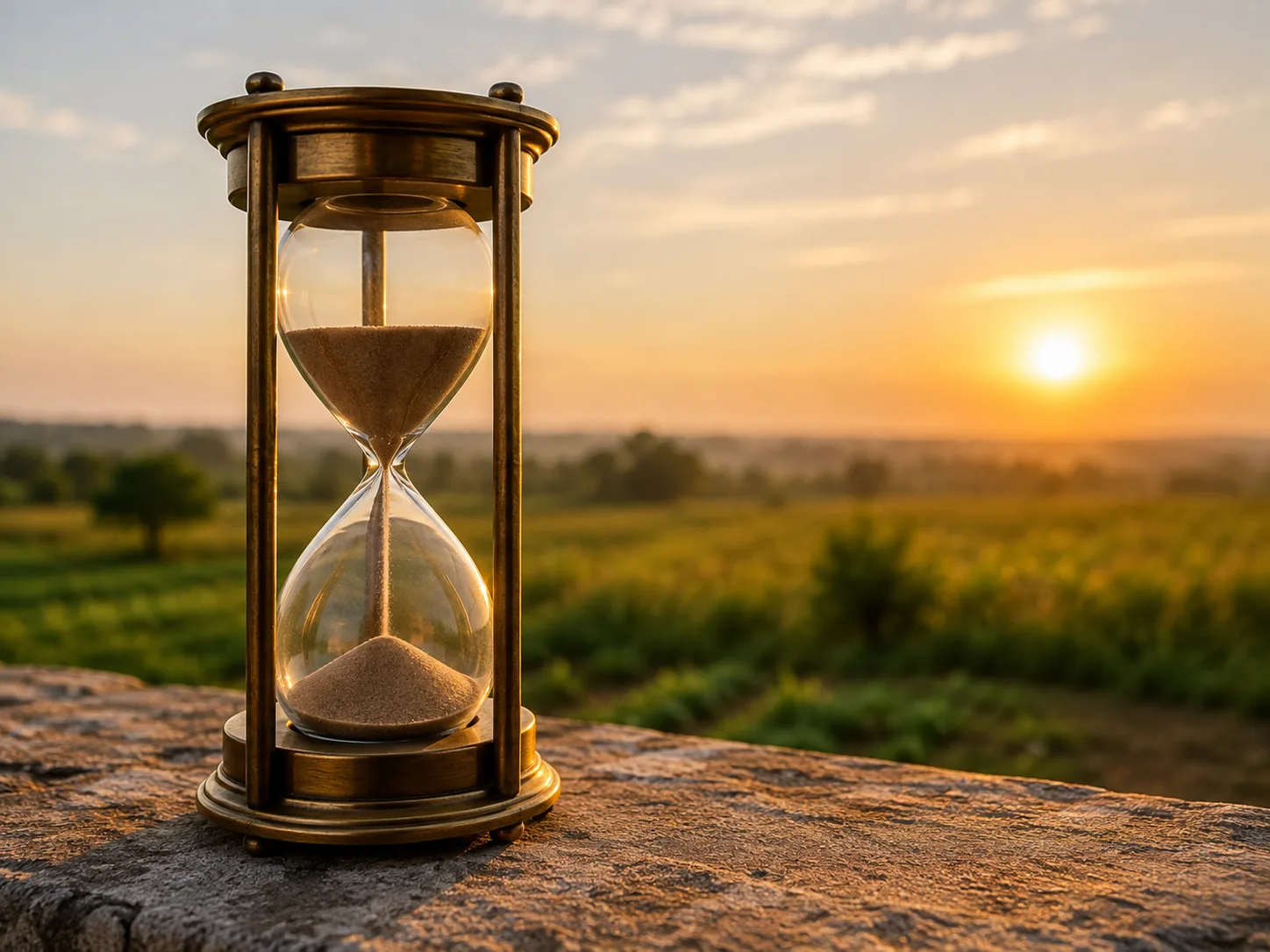 Hourglass in natural light representing time windows within a day
