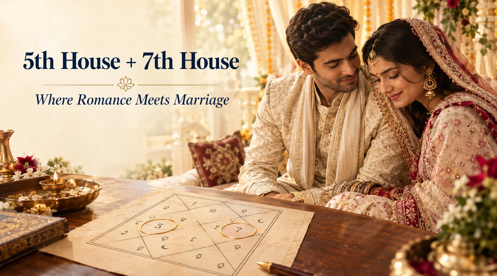 5th and 7th houses in Vedic astrology showing the connection between love and marriage