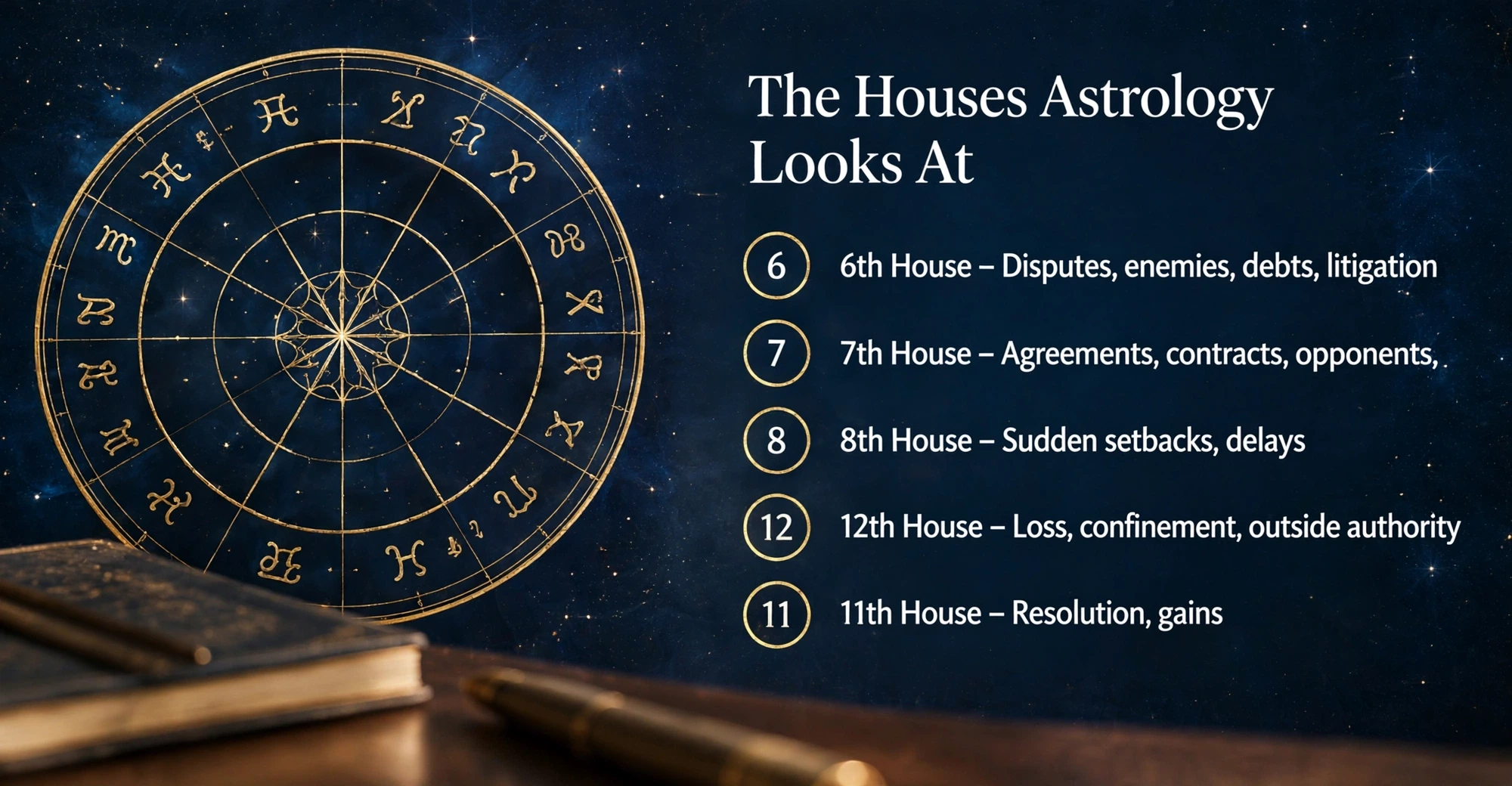 Vedic Kundli houses associated with legal disputes and litigation