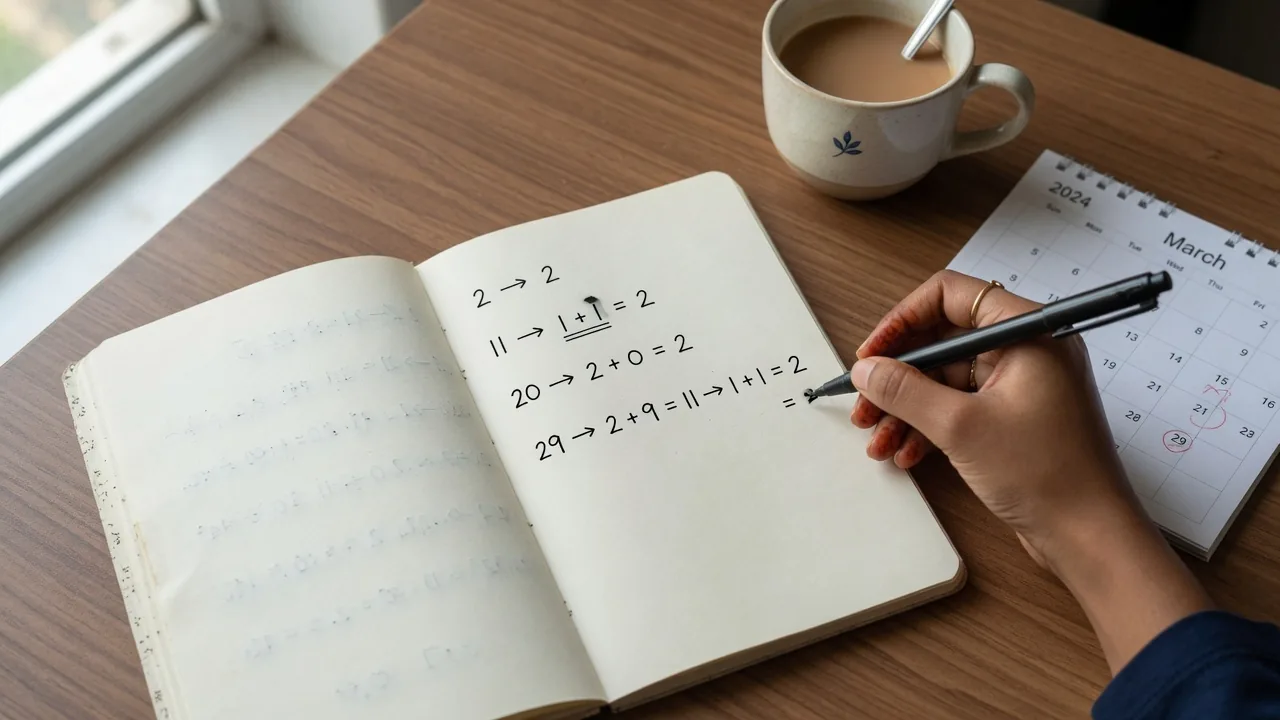 Calculating Moolank 2 from birth dates 2, 11, 20 and 29