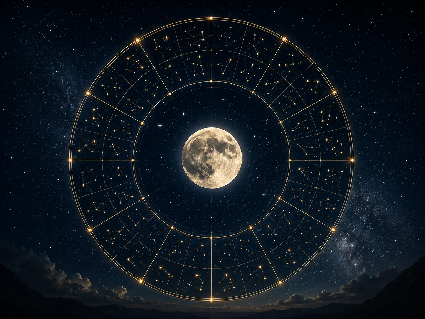 Diagram comparing the 12 Moon sign divisions to the 27 Nakshatra divisions